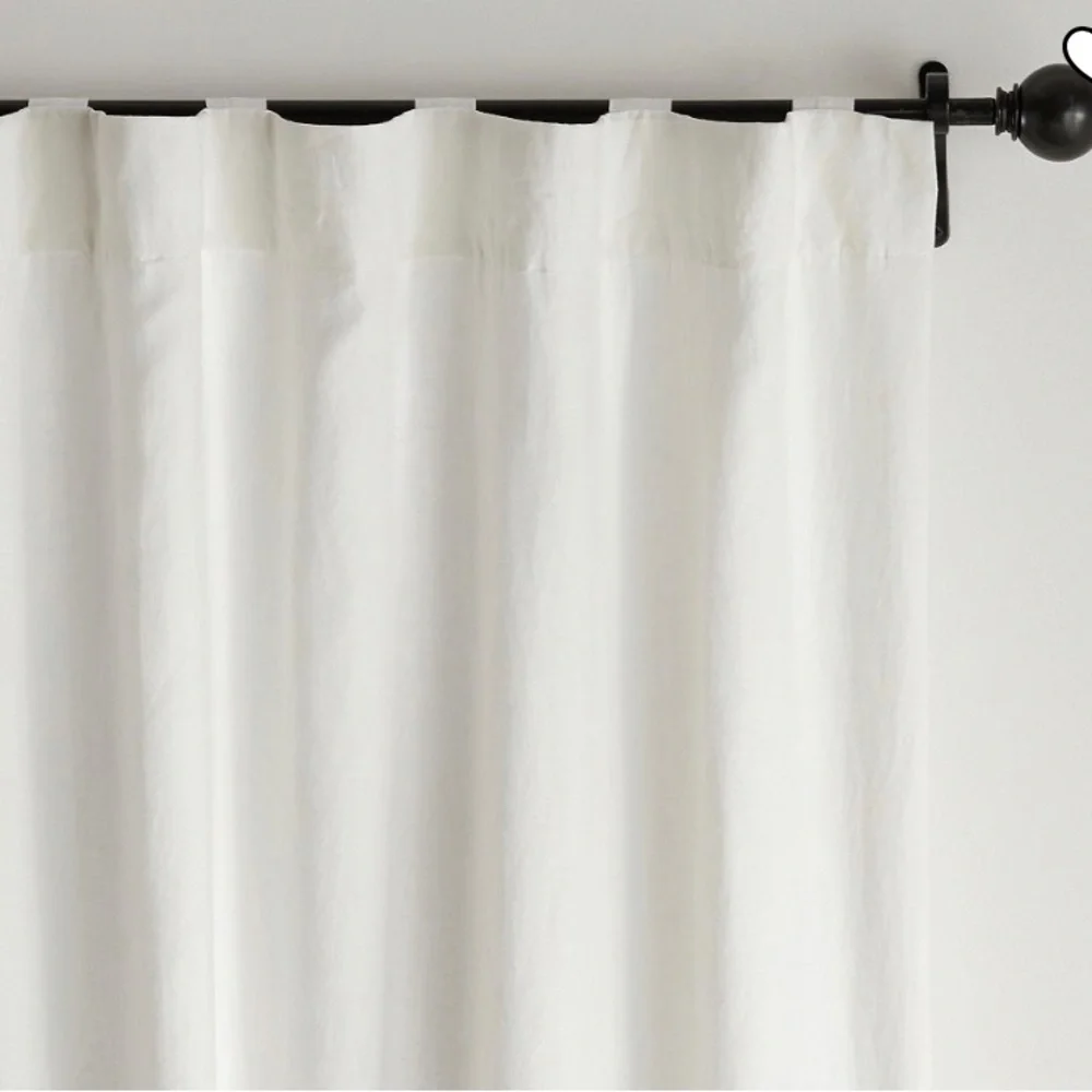 NEW Pottery Barn 3 in 1 Pole Top Belgian Flax Linen Curtain With Blackout Lining - Picture 5 of 8